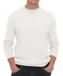 Hisir Pullover Herren Strickpullover Rundhals Pulli Männer Weiß