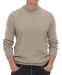 Hisir Pullover Herren Strickpullover Rundhals Pulli Männer Khaki