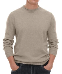 Hisir Pullover Herren Strickpullover Rundhals Pulli Männer Khaki