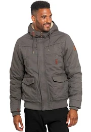 Herren Winterjacke (S-3XL) - 100% Baumwolle Obermaterial, Teddyfell innen komplett, Warme Jacke Männer - AS-287 DGrau Medium
