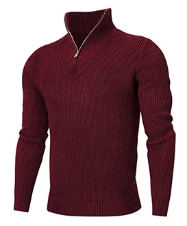 AIDEAONE Männer Zip Pullover Turtleneck Strickpullover Stehkragen Pullover Sweater Slim Fit Basic Feinstrick Zip Neck Pullover AIDEAONE Männer Zip Pullover Turtleneck Strickpullover Stehkragen Pullover Sweater Slim Fit Basic Feinstrick Zip Neck Pullover