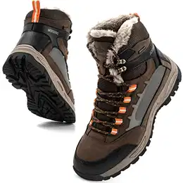 Winterschuhe Herren Winterstiefel Wasserdicht Stiefel Herren Trekking Wanderschuhe Warme Gefüttert Schneestiefel Rutschfest Winterboots Outdoor,Braun,EU45