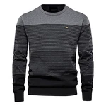 SSBZYES HUIPYOU Herren Pullover gestreifter Kontrast Rundhals Casual Top Schwarz
