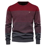 SSBZYES HUIPYOU Herren Pullover gestreifter Kontrast Rundhals Casual Top Schwarz/Rot