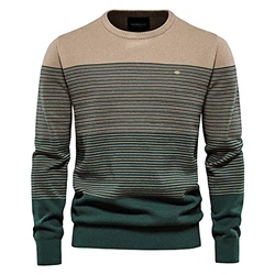 SSBZYES HUIPYOU Herren Pullover gestreifter Kontrast Rundhals Casual Top Schwarz