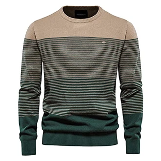 SSBZYES HUIPYOU Herren Pullover gestreifter Kontrast Rundhals Casual Top Schwarz