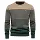 SSBZYES Herren Pullover Herren gestreifter Kontrast Pullover Herren schmaler Rundhals gestreifter Pullover Herren Pullover Casual Top