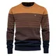 SSBZYES Herren Pullover Herren gestreifter Kontrast Pullover Herren schmaler Rundhals gestreifter Pullover Herren Pullover Casual Top