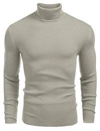 Pullover Rollkragen Herren Slim fit Langarmshirt Strickpullover Sweater ShirtSeladongrün M