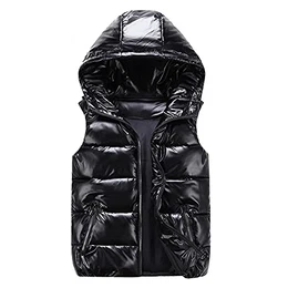 Steppweste Herren Weste Glänzend mit Kapuze Winterweste Leicht Outdoor Bodywarmer Reißverschluss Slim Fit Gepolsterte Weste Wärme Freizeit Stehkragen Funktionelle Sportweste Daunenweste