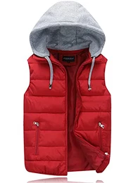 Steppweste Herren mit Kapuze Leichte Ärmellos Weste Outdoor mit Reißverschluss rot M