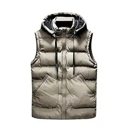 Weste mit Kapuze Steppweste Herren Stehkragen Daunenweste Jacke Ärmellos Daunenjacke Einfarbig Reißverschluss Übergangsjacke Warm Winterweste Winterjacke