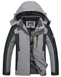 Skijacke Herren Warm Winterjacke Thermo Übergangsjacke Herbst Winter Regenjacke Atmugnsaktiv Softshelljacke Männer Jacke Hellgrau M