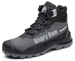 Wasserdicht Arbeitsschuhe Herren Damen Leicht rutschfest Sicherheitsschuhe Herren Arbeitsstiefel Hoch Sicherheitsstiefel mit Stahlkappen (43EU,Grau)