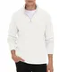 Hisir Pullover Herren Strickpullover 1/4 Zip Pulli Männer, Bequem Weich Warmer Winter Pullover für Männer Herren Pullover mit Stehkragen mit Reißverschluss (Weiß, M)