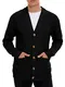 Hisir Strickjacke Herren Pullover Cardigan Feinstrick Klassischer V Ausschnitt Winter Warme Weiche Strickjacken mit Knöpfe und Taschen, Langarm Strickpullover Pullover für Männer (01 Schwarz, M)
