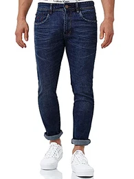 Indicode Herren Jake Jeanshose aus 90% Baumwolle mit 5 Taschen Super Stretch Herrenjeans (10% Elasthan) Denim Jeans Hose Herrenhose Regular fit Freizeithose für Männer White Rinse 32/32