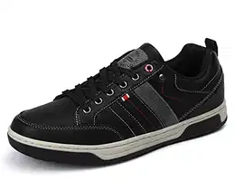 Freizeitschuhe Herren Sneakers Schuhe Walkingschuhe Leder Atmungsaktiver Laufschuhe Leichte Outdoor Größe 41-46 (C_Schwarz, 43)