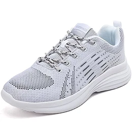 Atmungsaktiv Herren Laufschuhe Turnschuhe Damen Sneaker Atmungsaktiv Sportschuhe Straßenlaufschuhe rutschfest Walkingschuhe Freizeitschuhe(Grau/Blau,43 EU)