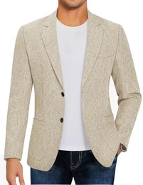 Lässiger Herren-Blazer, Sportmantel, leicht, zwei Knöpfe, Business-Anzugjacken, Khaki, M