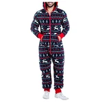 Herren Einteiler Schlafanzug Onesie Schlafoveralls Mit Kapuze & Reißverschluss 