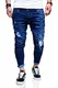 behype. Herren Destroyed Jeans-Hose 80-3496 (30/32, Dunkelblau)