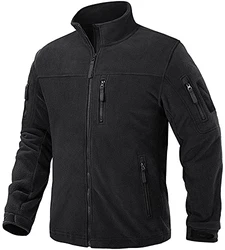 TACVASEN Herren Fleecejacke Military Fleece Army Jacket Warm Jacke Winter für Outdoor Schwarz
