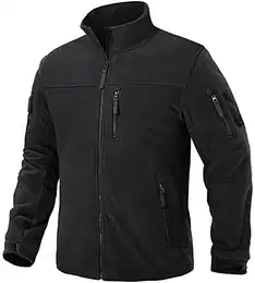 Herren Fleecejacke Military Fleece Army Jacket Warm Jacke Winter für Outdoor (M, Schwarz)