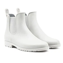 Geweo Gummistiefel Damen Halbhoch Chelsea Herren Wasserdicht Regenstiefel Weiß