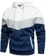 Rave on Friday Unisex Hoodie Blau Weiss Patchwork Fleece Pullover Langarm Farbblock Sweatshirt Atmungsaktive Sport Outwear Hoody Casual Tops mit Kanga Tasche und Kordelzug für Herren Damen M