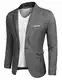 COOFANDY Herren Anzug Slim Fit Sakko Modern Sportlich Blazer Leicht Anzugjacke Männer Jacke Solid 1 Knopf Grau M