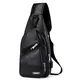 Aucuu Sling Bag PU Leder Brusttasche, Anti-Diebstahl Brusttasche Kleine Schultertasche,Herren Rucksack mit USB Kabel, Vintage Crossbody Umhängetasche für Casual Outdoor Wandern Reisen - Braun