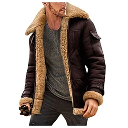 Jacke Herren Wintermantel Parka Jacke Revers Fleecejacke Plüschmantel Cardigan Mäntel Winterjacke Lederjacke PlüSchjacke Lange Warme Dicker Mantel Schaffell Kaschmir Jacken Winter Winterparka