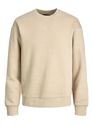 Jack & Jones Basic Sweater Langarm Shirt Rundhals Pullover JJESTAR Beige