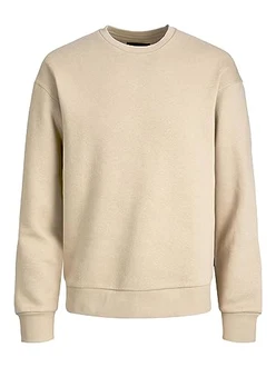Jack & Jones Basic Sweater Langarm Shirt Rundhals Pullover JJESTAR Beige