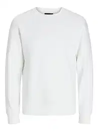 Herren Basic Sweater Langarm Shirt Rundhals Pullover Warmer Jumper ohne Kapuze JJESTAR, Farben:Weiß, Größe Pullover:M