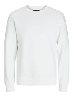 Jack & Jones Basic Sweater Langarm Shirt Rundhals Pullover JJESTAR Weiß