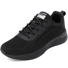 Laufschuhe Herren Turnschuhe Sneaker Atmungsaktiv Sportschuhe Straßenlaufschuhe rutschfest Joggingschuhe Walkingschuhe Freizeitschuhe(Schwarz,43 EU)