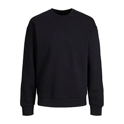 Jack & Jones Basic Sweater Langarm Shirt Rundhals Pullover JJESTAR Schwarz (4012)