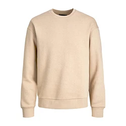 Jack & Jones Basic Sweater Langarm Shirt Rundhals Pullover JJESTAR Beige
