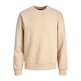 Herren Basic Sweater Langarm Shirt Rundhals Pullover Warmer Jumper ohne Kapuze JJESTAR, Farben:Beige, Größe Pullover:L