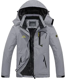 TACVASEN Herren Arbeitsjacke Winter Angeljacke Übergangsjacke Regenjacke Outdoorjacke Wasserdicht Atmungsaktiv Winddicht, Hellgrau