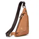 Nefli Echtleder Brusttasche für Männer Umhängetasche Crossbody Sling Taschen für Reisen Arbeit Business Braun