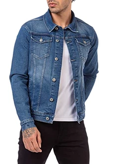 Redbridge Jeansjacke Herren Denim Übergangsjacke mit Taschen und Knopfleiste Blau