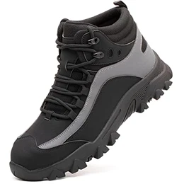 Sicherheitsschuhe Herren S3 Arbeitsschuhe Wasserdicht Stahlkappe Sicherheitsstiefel Anti-Perforations Hoch Arbeitsstiefel 565 Black 43
