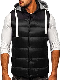 BOLF Herren Weste mit Kapuze Style J.Style MY88 [4D4] Schwarz (1U1)