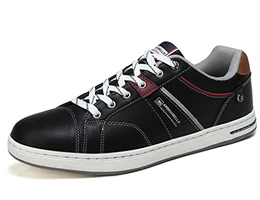 Herren Freizeitschuhe Schuhe Sneakers Wanderschuhe Leders Laufschuhe Leichtgewicht Outdoor Gemütlich Trainers Größe 41-46 (A3 Schwarz,Size_43)