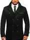 BOLF Herren Mantel Kurzmantel Zweireiher Wintermantel Winterjacke Business Jacket Freizeit Reverskragen Herbst Jacke Mittellang Warm Gefüttert Elegant Style M3142 Schwarz M [4D4]