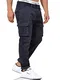 Indicode Herren Mathen Cargohose aus 98% Baumwolle inkl. Gürtel   Cargo Hose für Männer Navy M