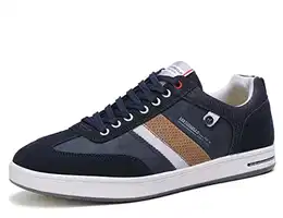 Freizeitschuhe Herren Sneaker Schuhe Leder Wanderschuhe Skateboard Atmungsaktiver Trainer Sportschuhe Laufschuhe Outdoor Walkingschuhe Größe 41-46(D Blau, Größe_41)